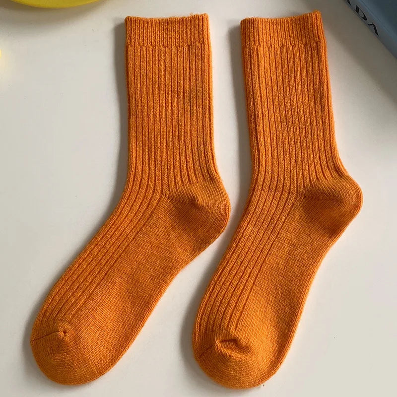 Merino Wool Ribbed Crew Socks