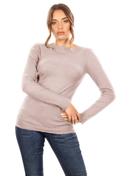 Merino Wool Blend Boat Neck Top