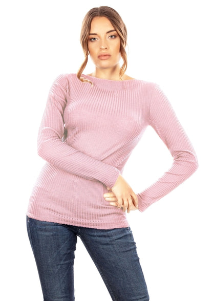 Merino Wool Blend Boat Neck Top