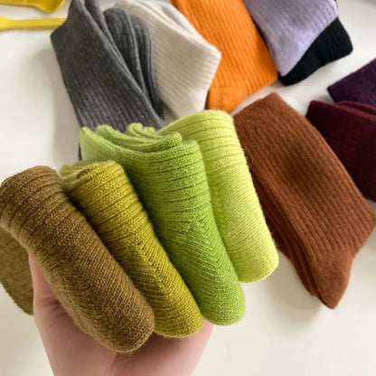 Merino Wool Ribbed Crew Socks