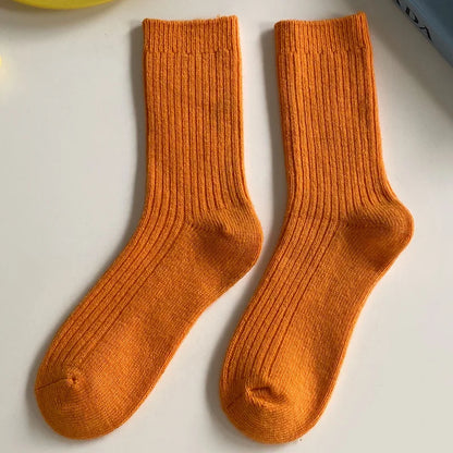 Merino Wool Ribbed Crew Socks