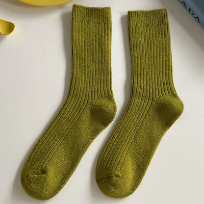 Merino Wool Ribbed Crew Socks