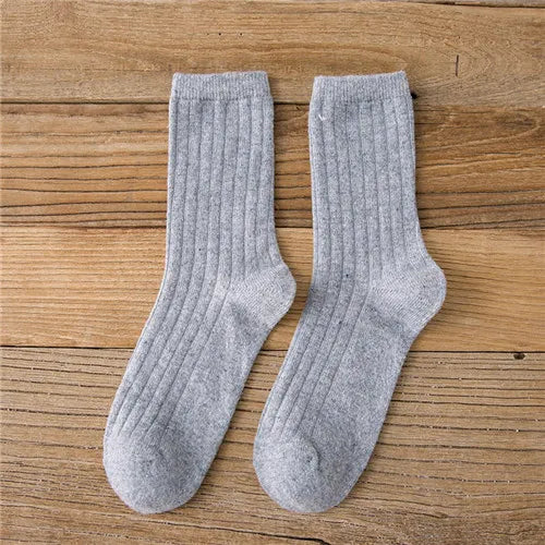 Merino Wool Ribbed Crew Socks