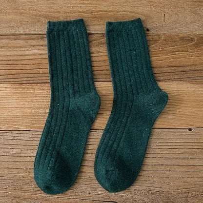 Merino Wool Ribbed Crew Socks