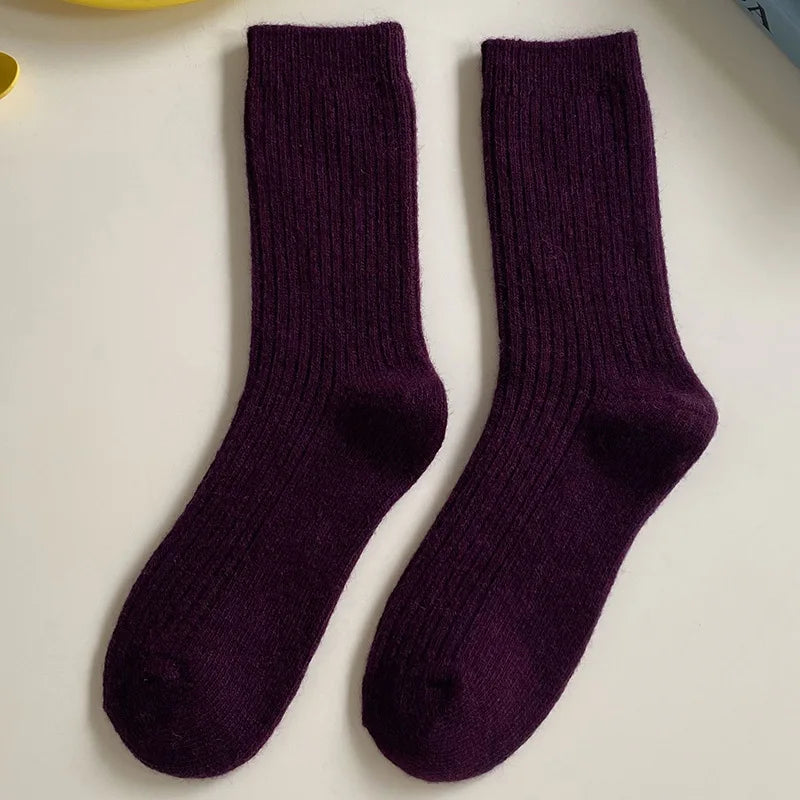 Merino Wool Ribbed Crew Socks
