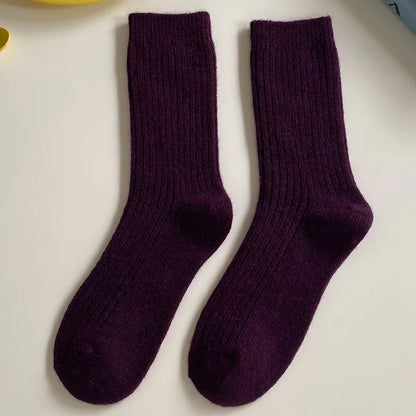 Merino Wool Ribbed Crew Socks