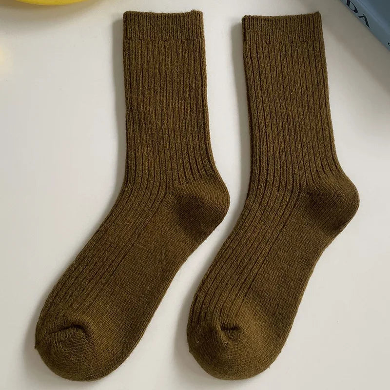 Merino Wool Ribbed Crew Socks