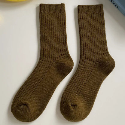 Merino Wool Ribbed Crew Socks