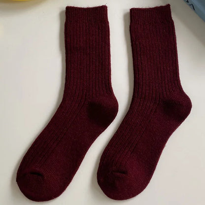 Merino Wool Ribbed Crew Socks