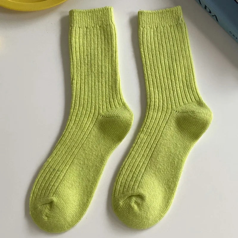 Merino Wool Ribbed Crew Socks