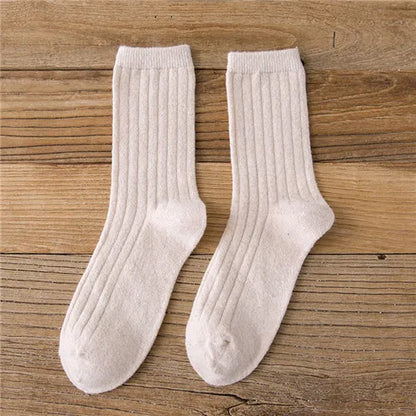 Merino Wool Ribbed Crew Socks