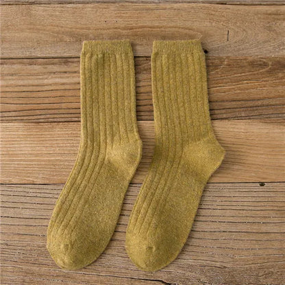 Merino Wool Ribbed Crew Socks