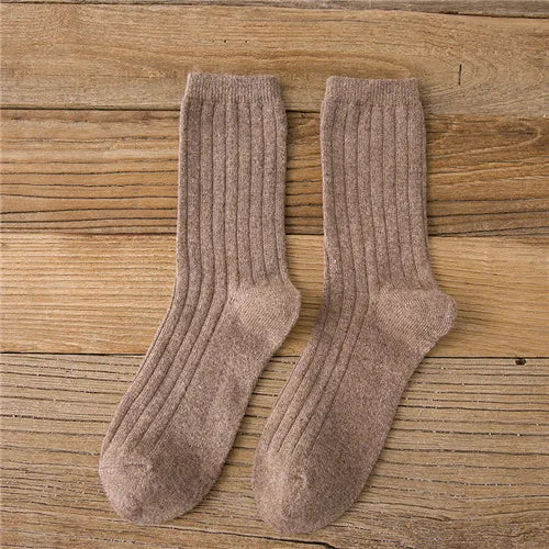 Merino Wool Ribbed Crew Socks