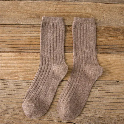 Merino Wool Ribbed Crew Socks