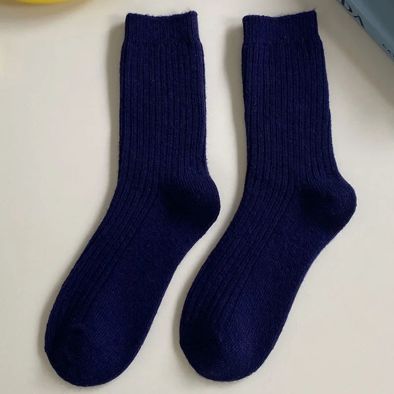 Merino Wool Ribbed Crew Socks