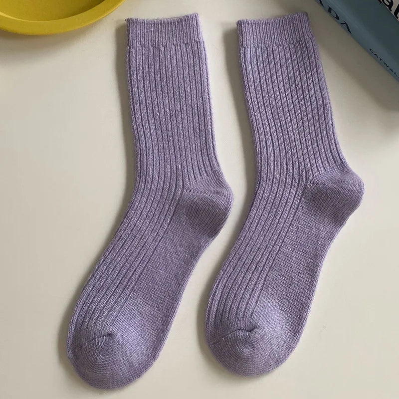 Merino Wool Ribbed Crew Socks