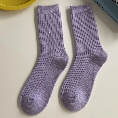 Merino Wool Ribbed Crew Socks