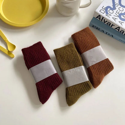 Merino Wool Ribbed Crew Socks