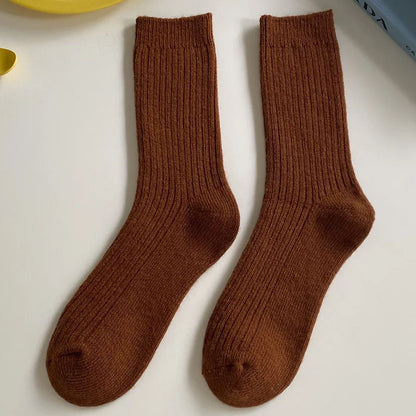 Merino Wool Ribbed Crew Socks