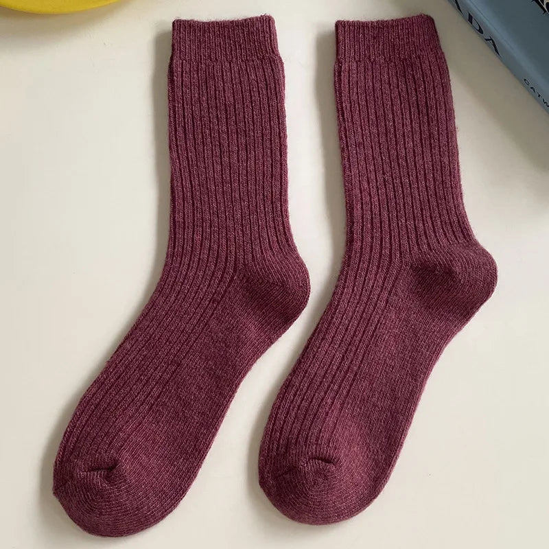 Merino Wool Ribbed Crew Socks
