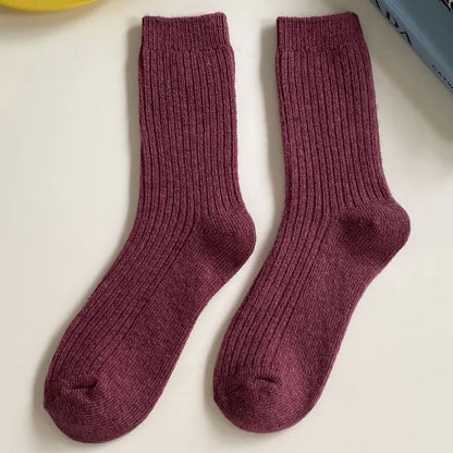 Merino Wool Ribbed Crew Socks