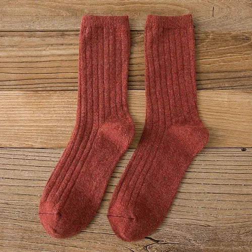 Merino Wool Ribbed Crew Socks