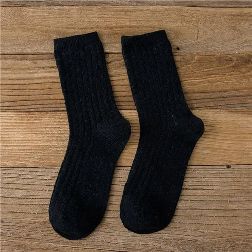 Merino Wool Ribbed Crew Socks