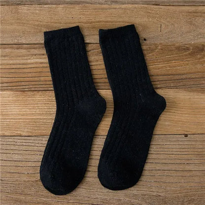 Merino Wool Ribbed Crew Socks