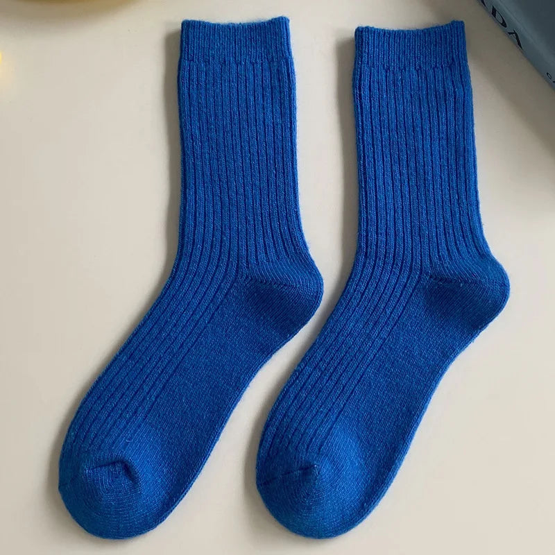 Merino Wool Ribbed Crew Socks