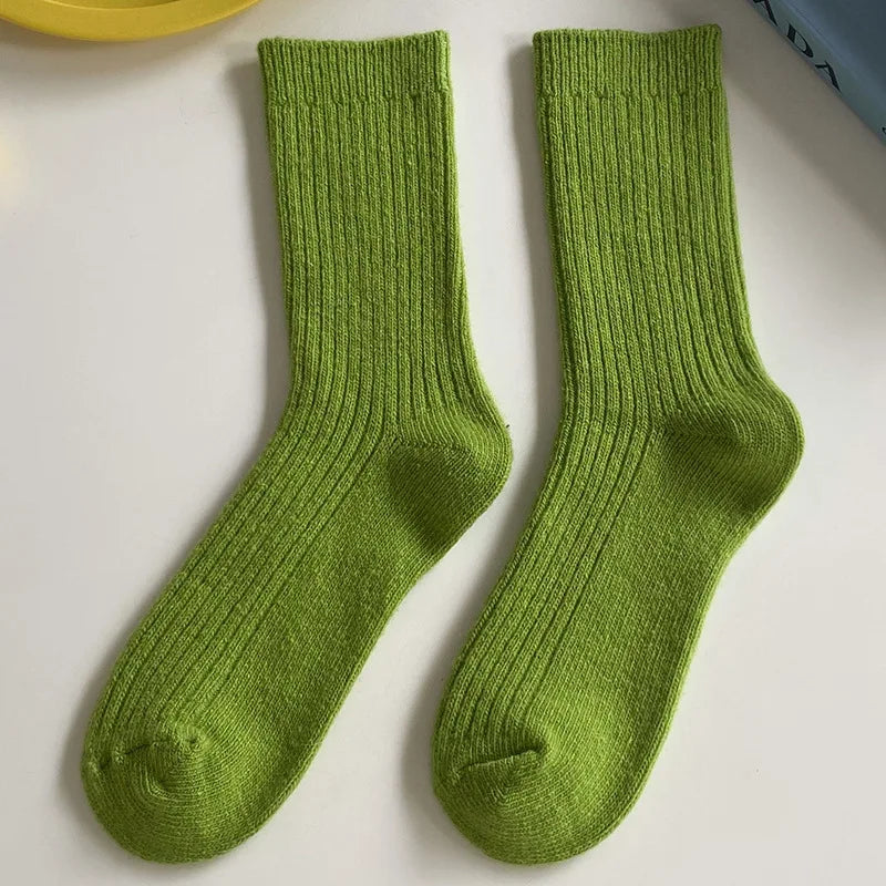 Merino Wool Ribbed Crew Socks