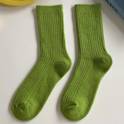 Merino Wool Ribbed Crew Socks