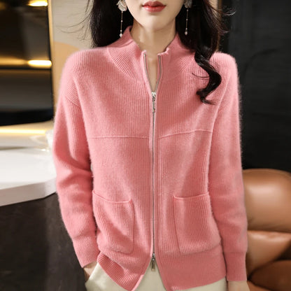 Women's Merino Wool Zip-Up Sweater